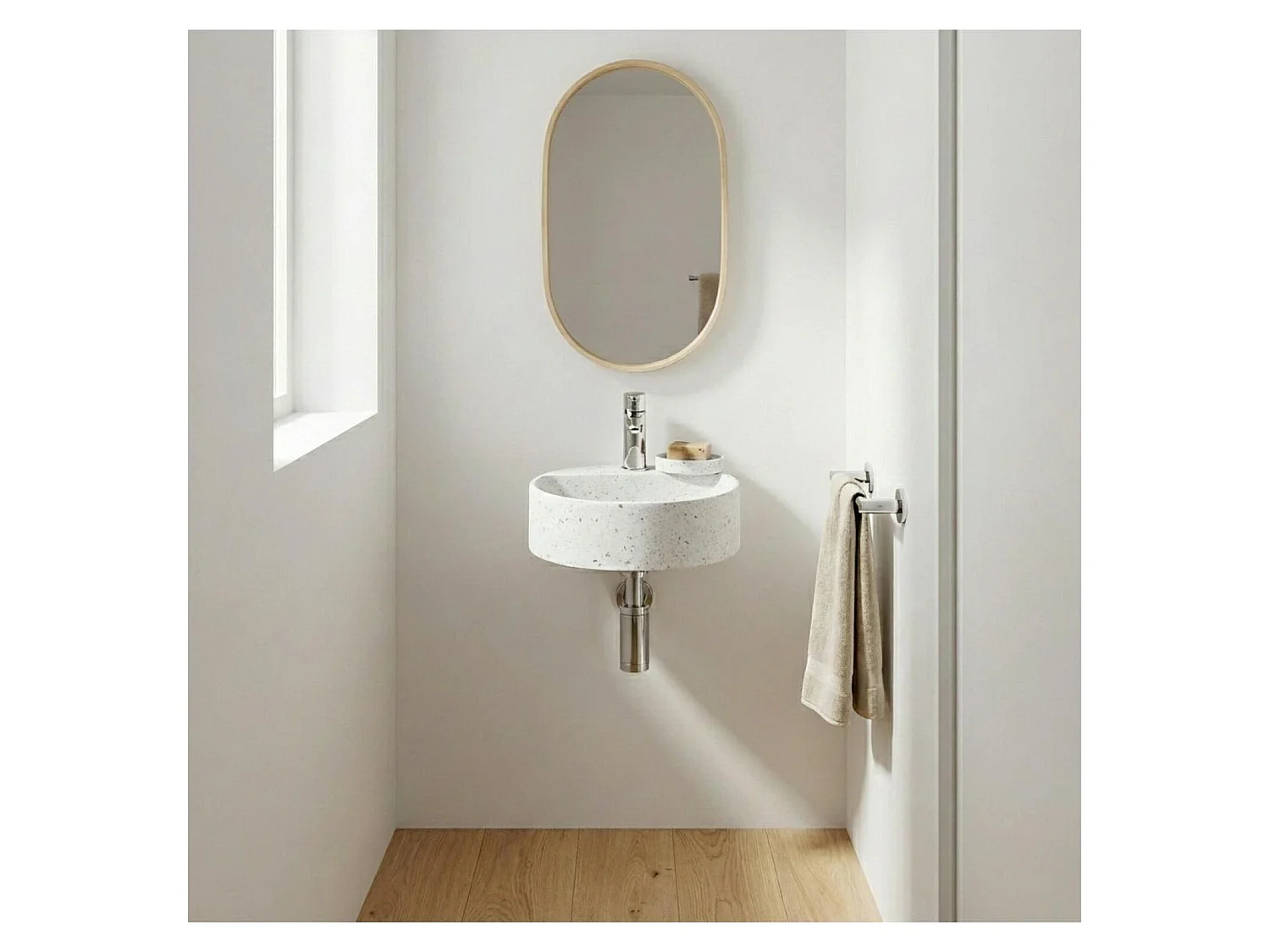 IZIA 30 cm okrągła umywalka ścienna z lastryko 4379234