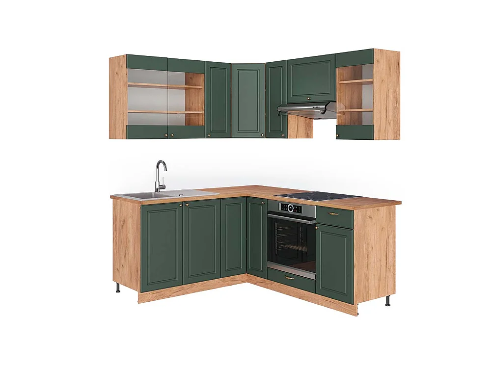 Kogoszczona kuchnia green gold country/dąb goldkraft 190x60x81.6 fame-line 4781821 - obrazek 1