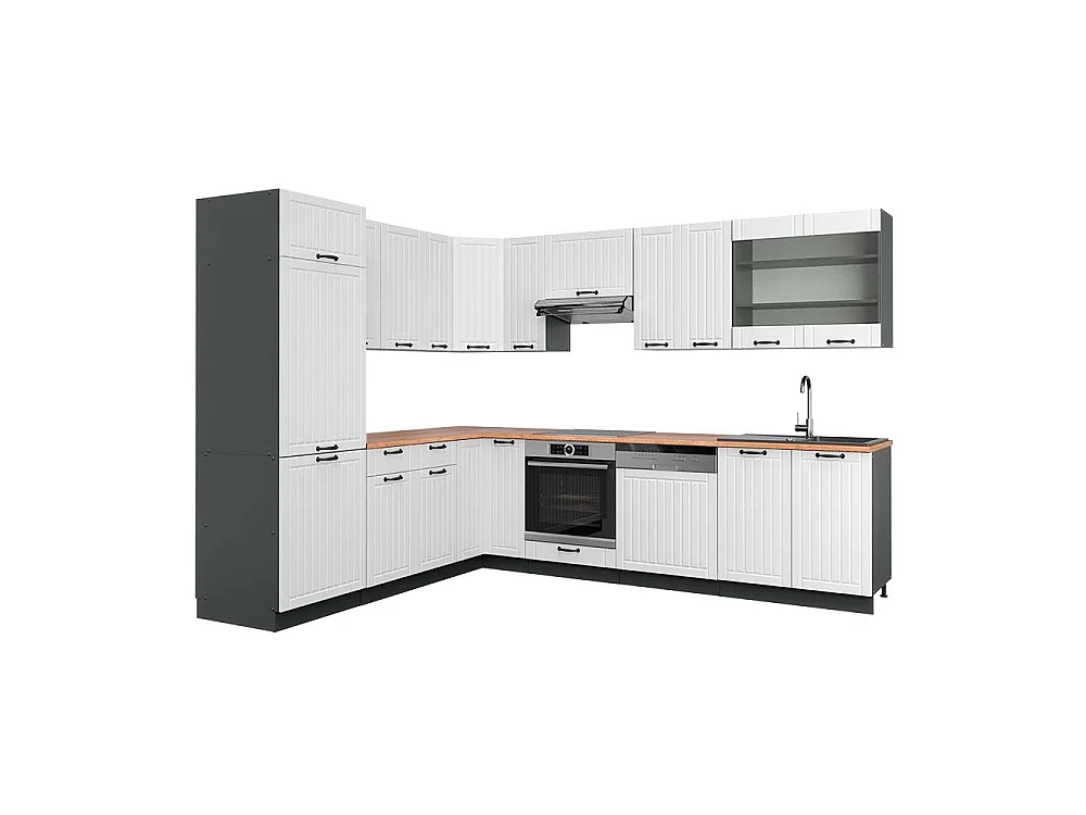 Kogoszczona kuchnia biały rustykalny/antracyt 287x60x81.6 fame-line 4782161 - obrazek 1