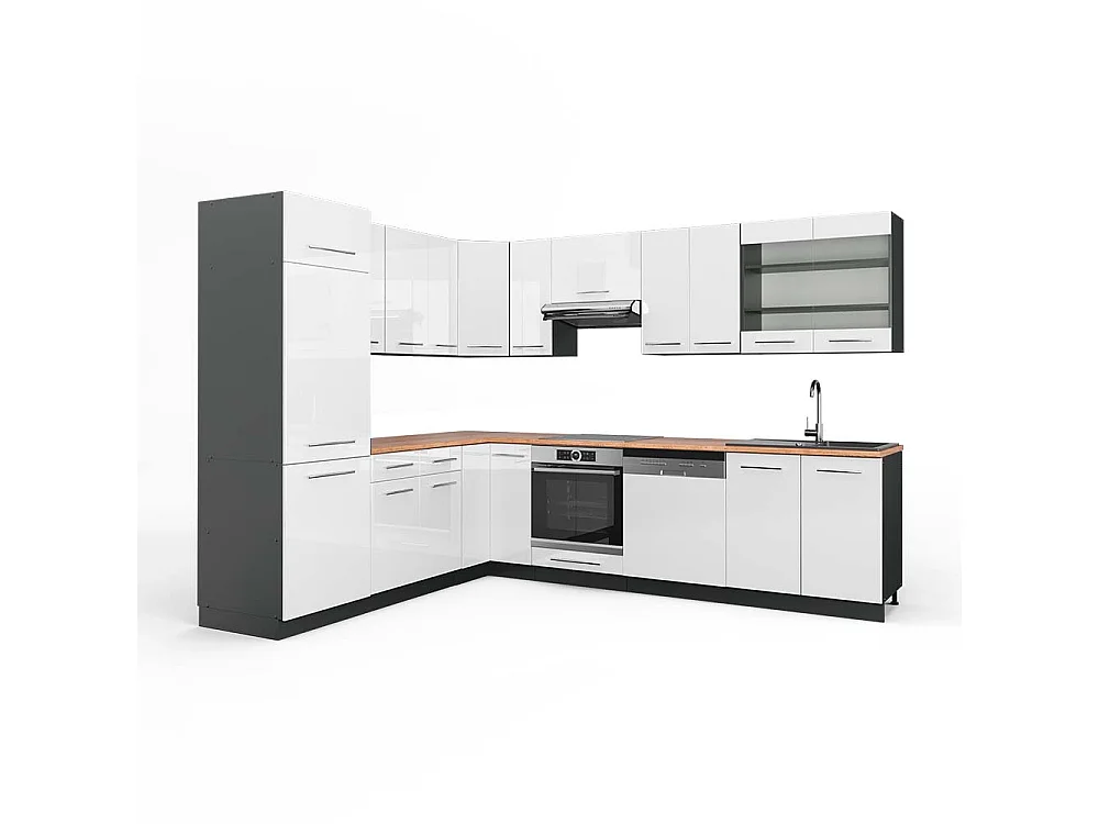 Kogoszczona kuchnia biały wysoki połysk/antracyt 287x60x81.6 fame-line 4779350 - obrazek 1