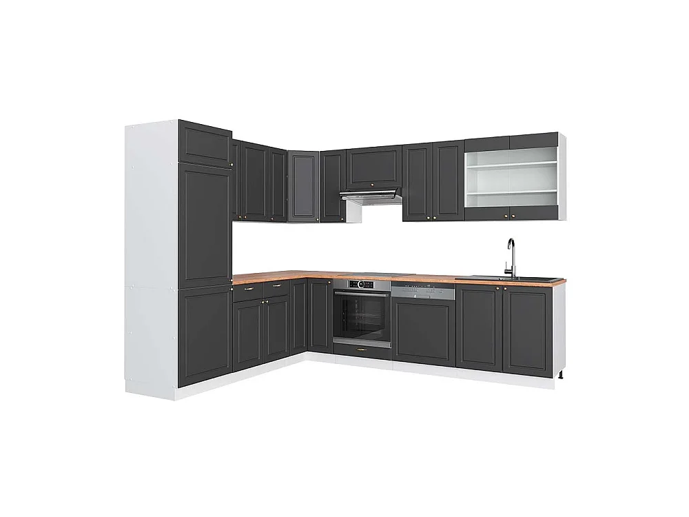 Kogoszczona kuchnia antracyt złoto/biały 287x60x81.6 fame-line 4779490 - obrazek 1