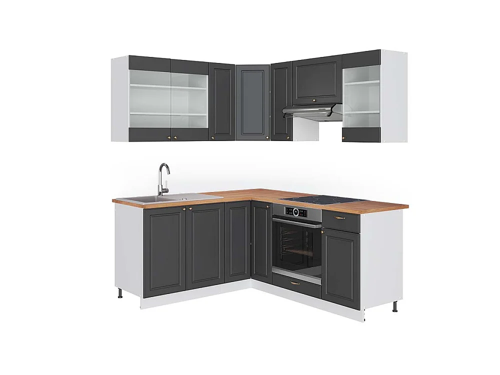 Kogoszczona kuchnia antracyt złoto/biały 190x60x81.6 fame-line 4779952 - obrazek 1