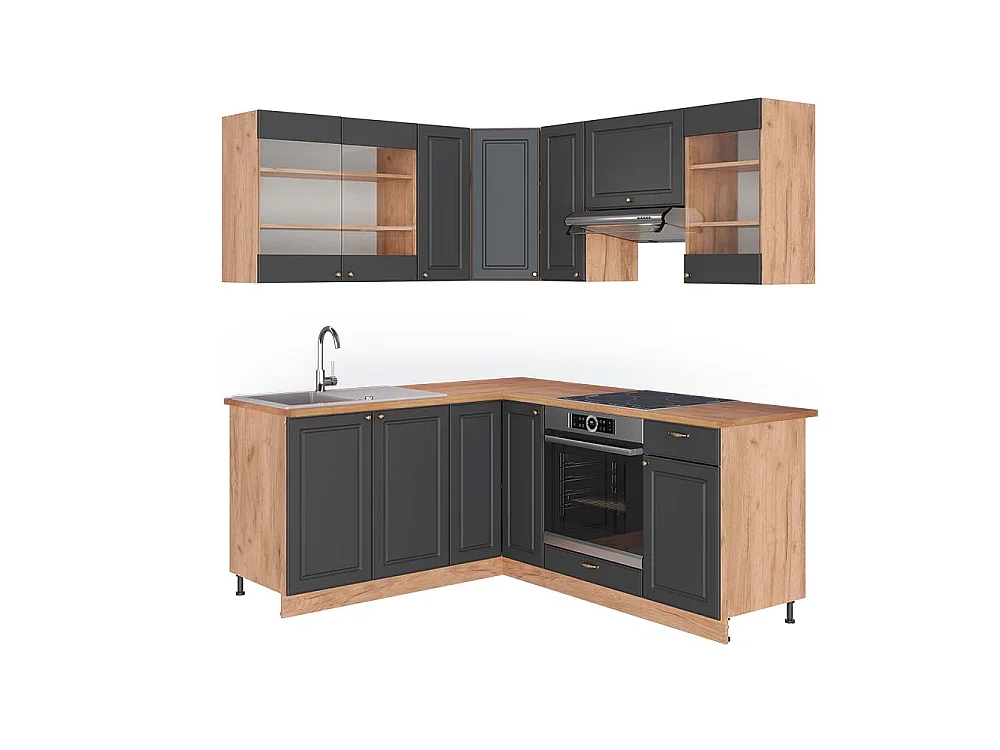 Kogoszczona kuchnia ciemnoszary/dąb goldkraft 190x60x81.6 fame-line 4780993 - obrazek 1