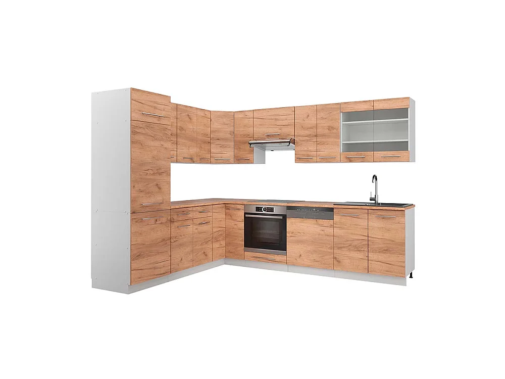 Kogoszczona kuchnia dąb goldkraft/biały 287x60x81.6 fame-line 4782003 - obrazek 1