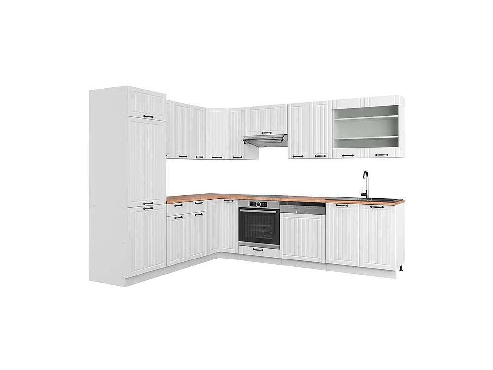 Kogoszczona kuchnia biały rustykalny/biały 287x60x81.6 fame-line 4781270 - obrazek 1