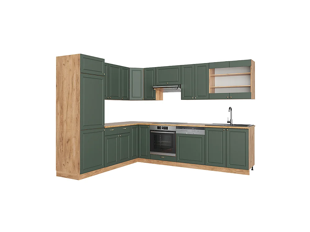 Kogoszczona kuchnia green gold country/dąb goldkraft 287x60x81.6 fame-line 4782213 - obrazek 1