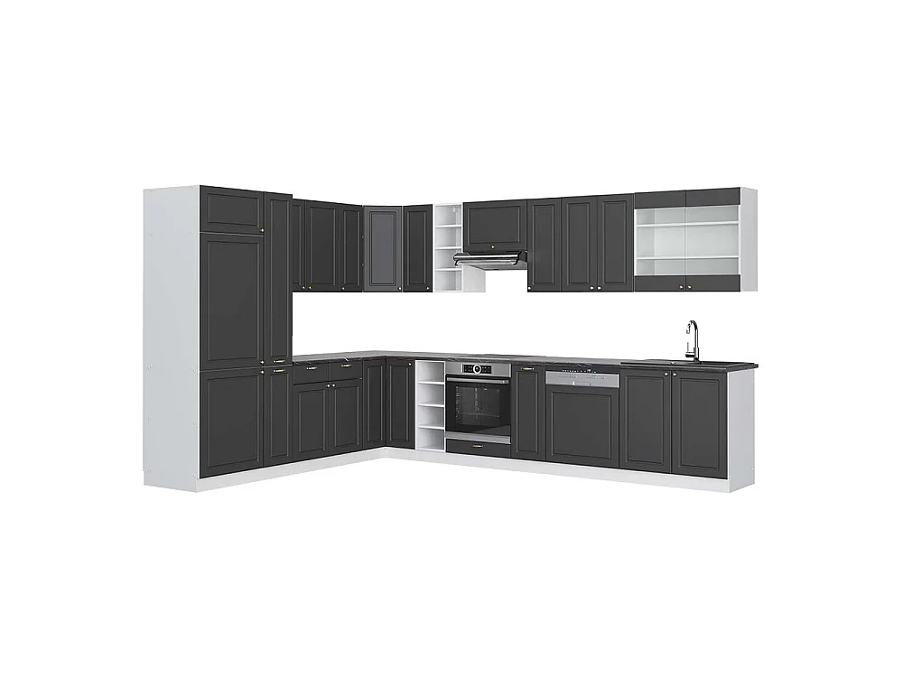 Kogoszczona kuchnia antracyt złoto/biały 347x60x81.6 fame-line 4779797 - obrazek 1