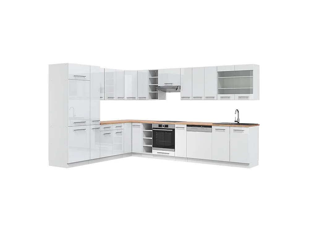 Kogoszczona kuchnia biały wysoki połysk/biały 347x60x81.6 fame-line 4780365 - obrazek 1