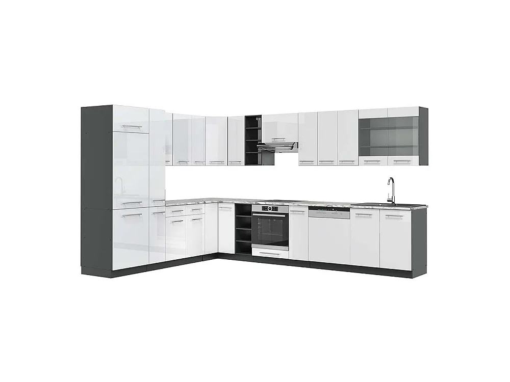 Kogoszczona kuchnia biały wysoki połysk/antracyt 347x60x81.6 fame-line 4779955 - obrazek 1