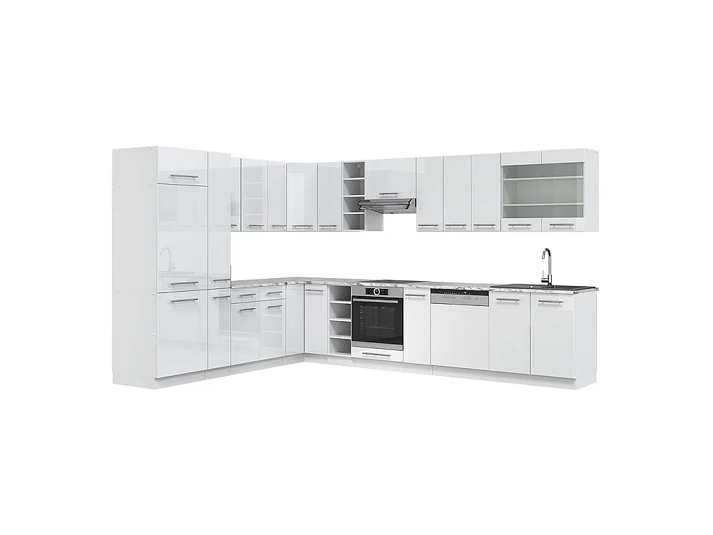 Kogoszczona kuchnia biały wysoki połysk/biały 347x60x81.6 fame-line 4780158 - obrazek 1