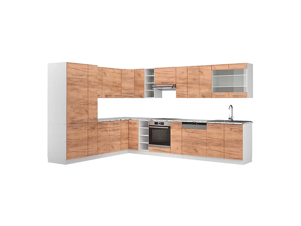Kogoszczona kuchnia dąb goldkraft/biały 347x60x81.6 fame-line 4780837 - obrazek 1