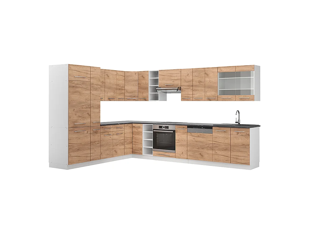 Kogoszczona kuchnia dąb goldkraft/biały 347x60x81.6 fame-line 4781446 - obrazek 1