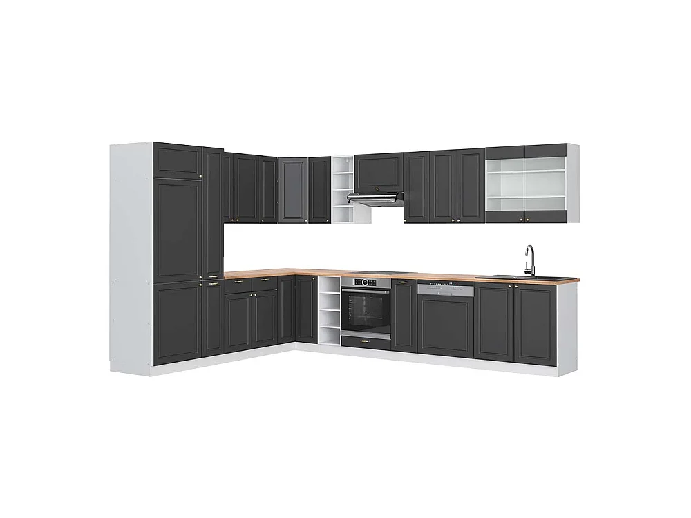 Kogoszczona kuchnia antracyt złoto/biały 347x60x81.6 fame-line 4781041 - obrazek 1