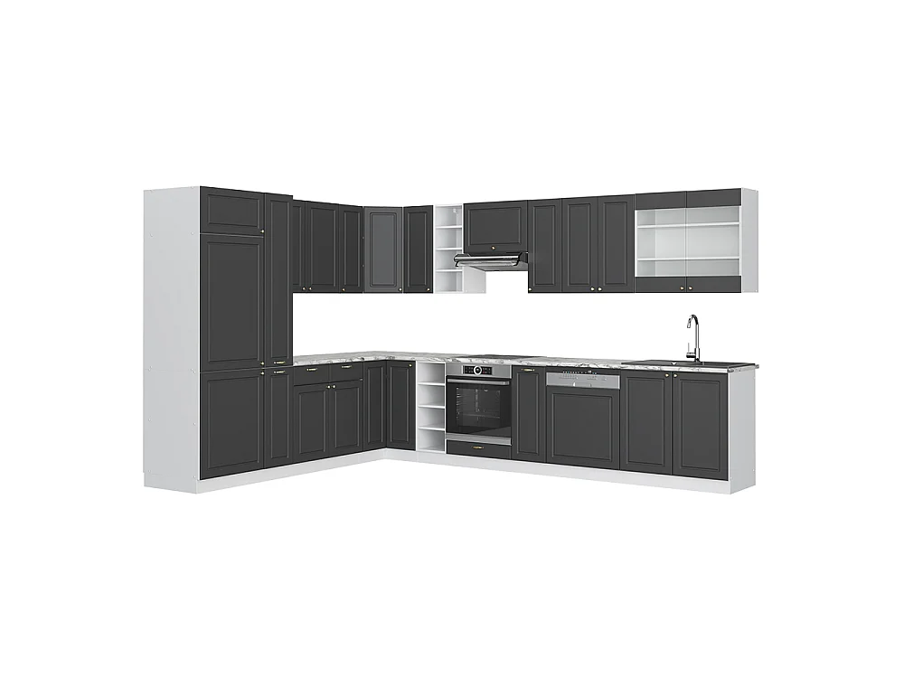 Kogoszczona kuchnia antracyt złoto/biały 347x60x81.6 fame-line 4781278 - obrazek 1