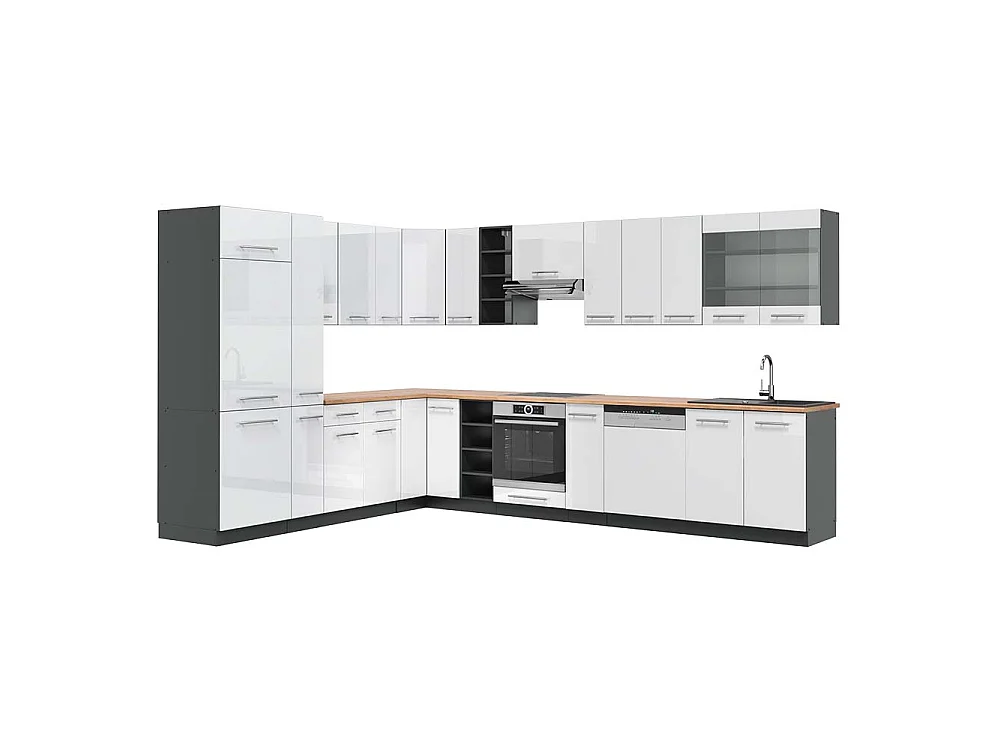 Kogoszczona kuchnia biały wysoki połysk/antracyt 347x60x81.6 fame-line 4782039 - obrazek 1
