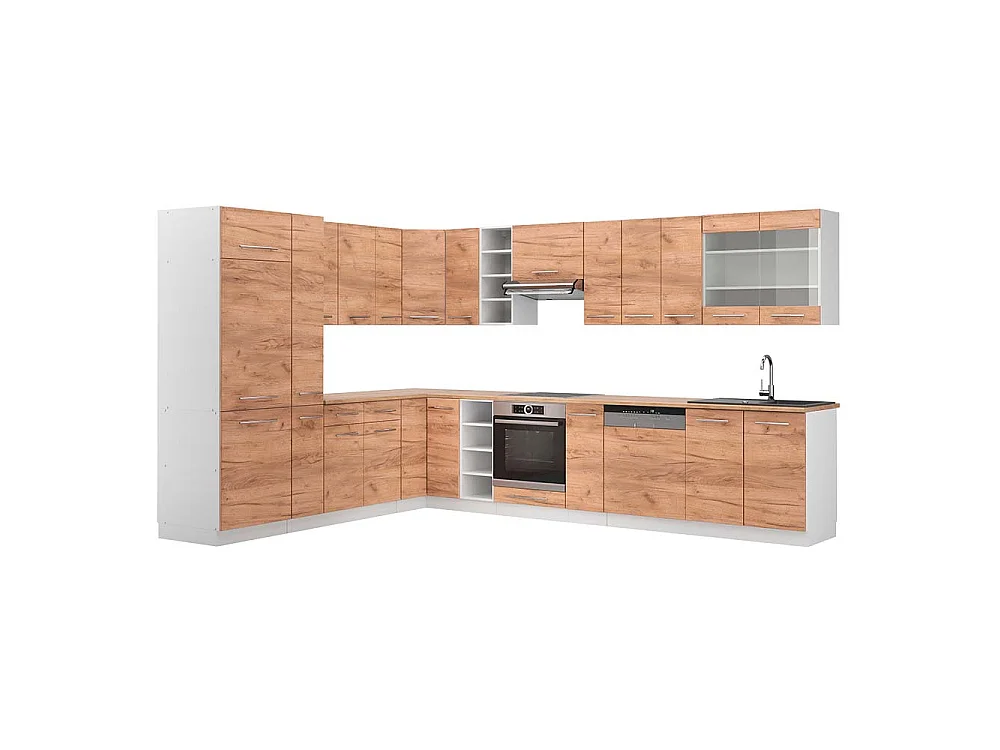 Kogoszczona kuchnia dąb goldkraft/biały 347x60x81.6 fame-line 4782058 - obrazek 1