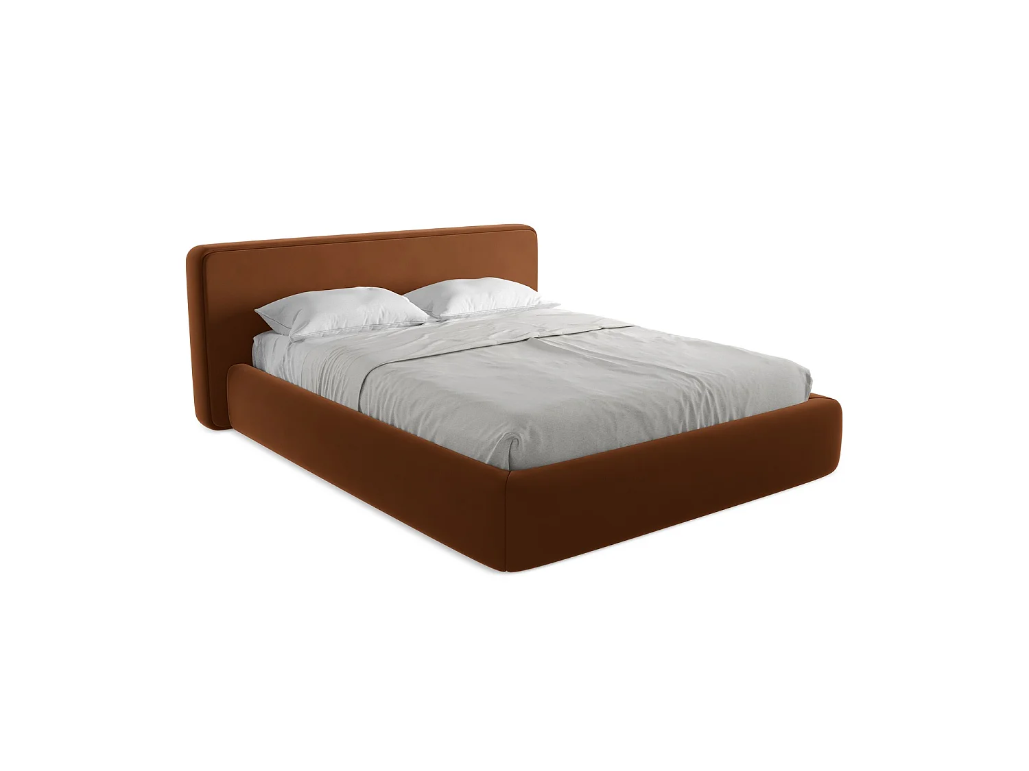 Łóżko 200 x 225 - z weluru - terakota - FIRENZE 3715853 - obrazek 1