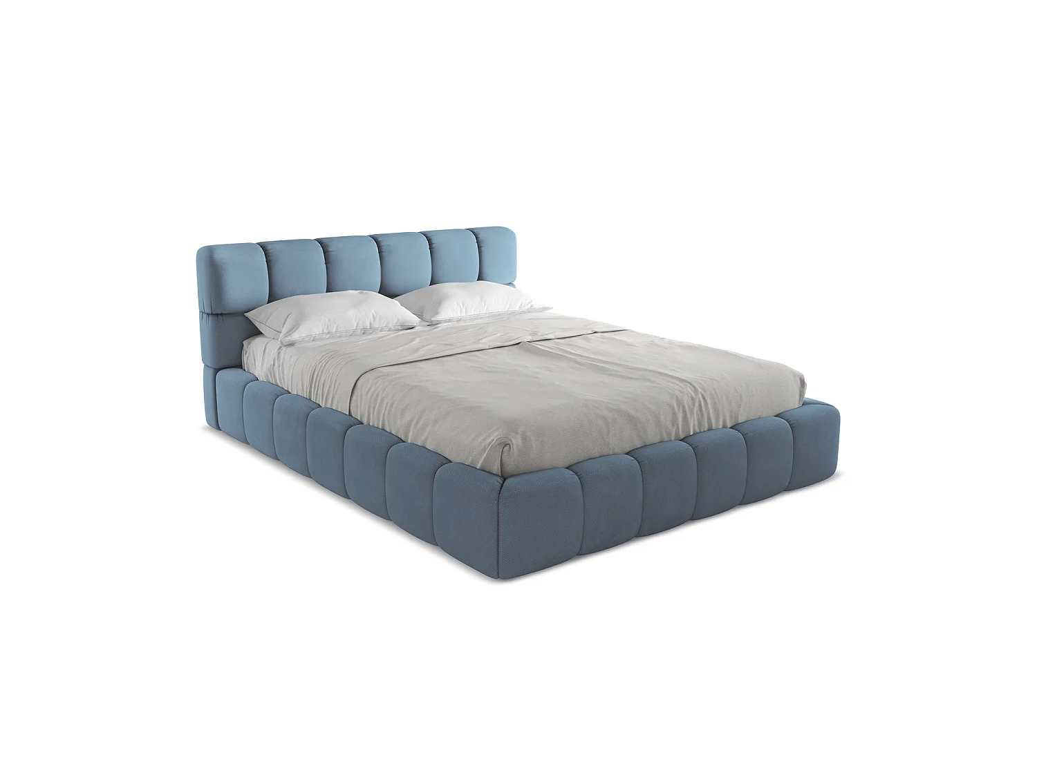 Łóżko 180 x 228 - z tkaniny szenilowej - jeans - ROMA 3716125 - obrazek 1