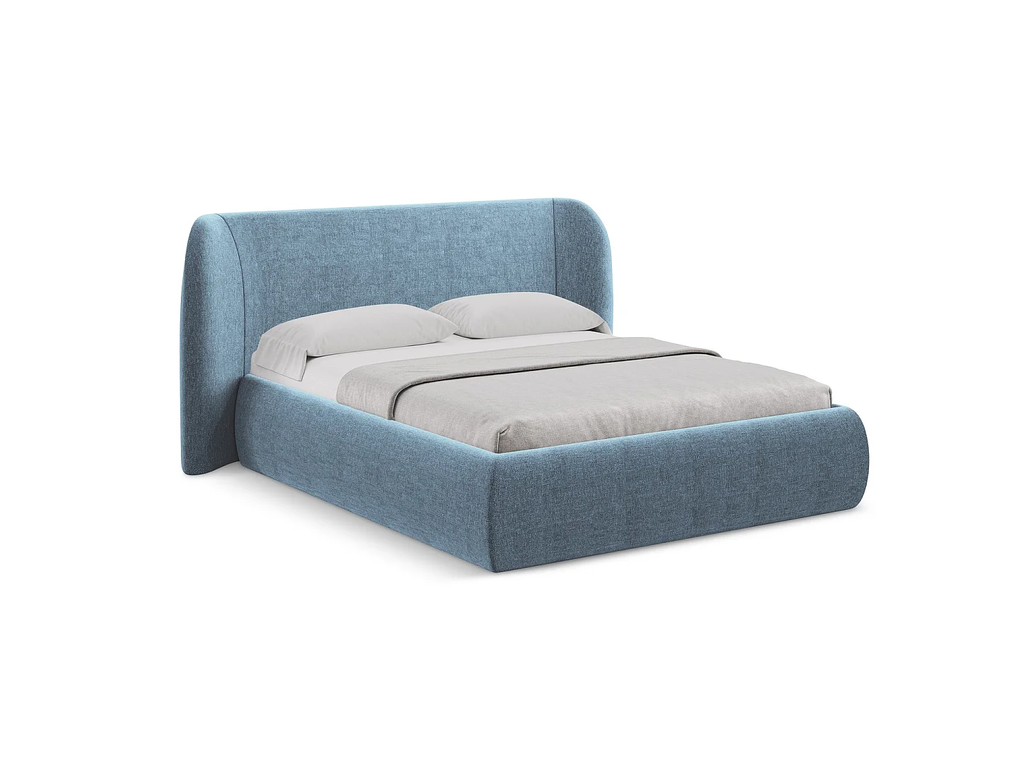 Łóżko 190 x 215 - z tkaniny szenilowej - jeans - TRIESTE 3715895 - obrazek 1
