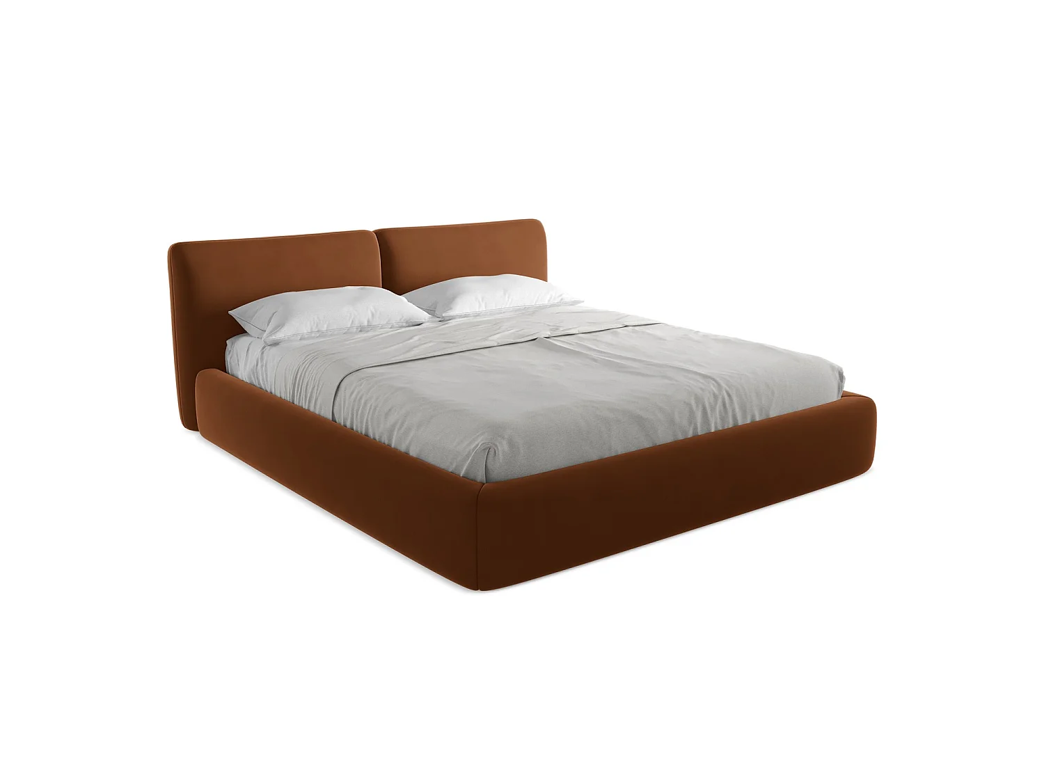 Łóżko 200 x 228 - z weluru - terakota - MILANO 3715979 - obrazek 1