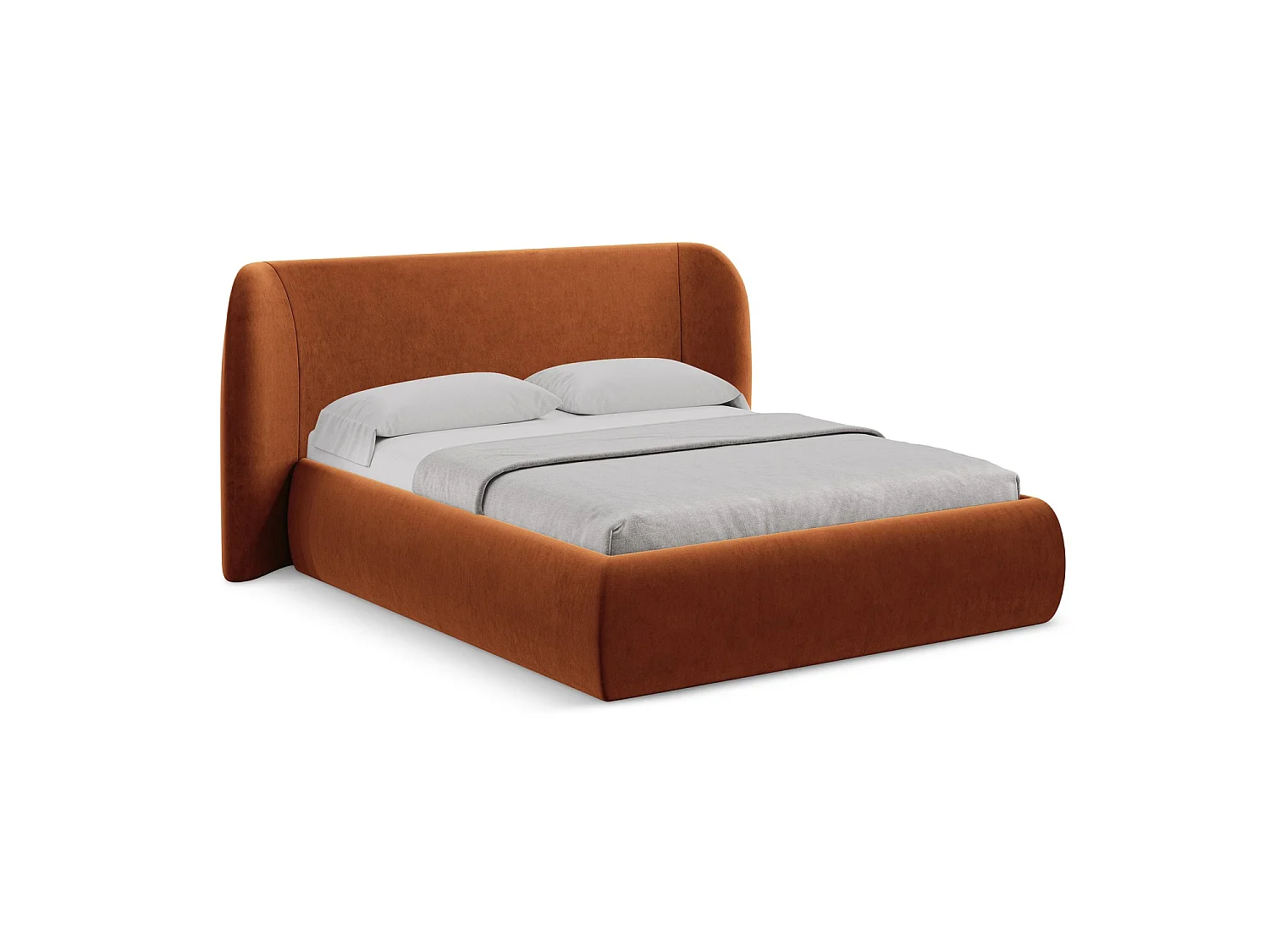 Łóżko 210 x 215 - z weluru - terakota - TRIESTE 3715812 - obrazek 1