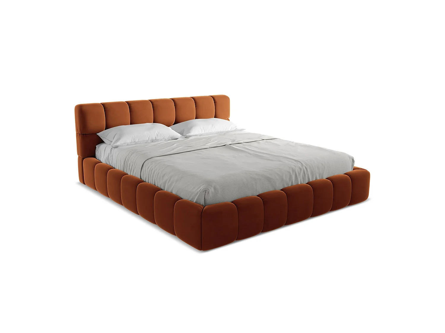 Łóżko 200 x 228 - z weluru - terakota - ROMA 3715936 - obrazek 1