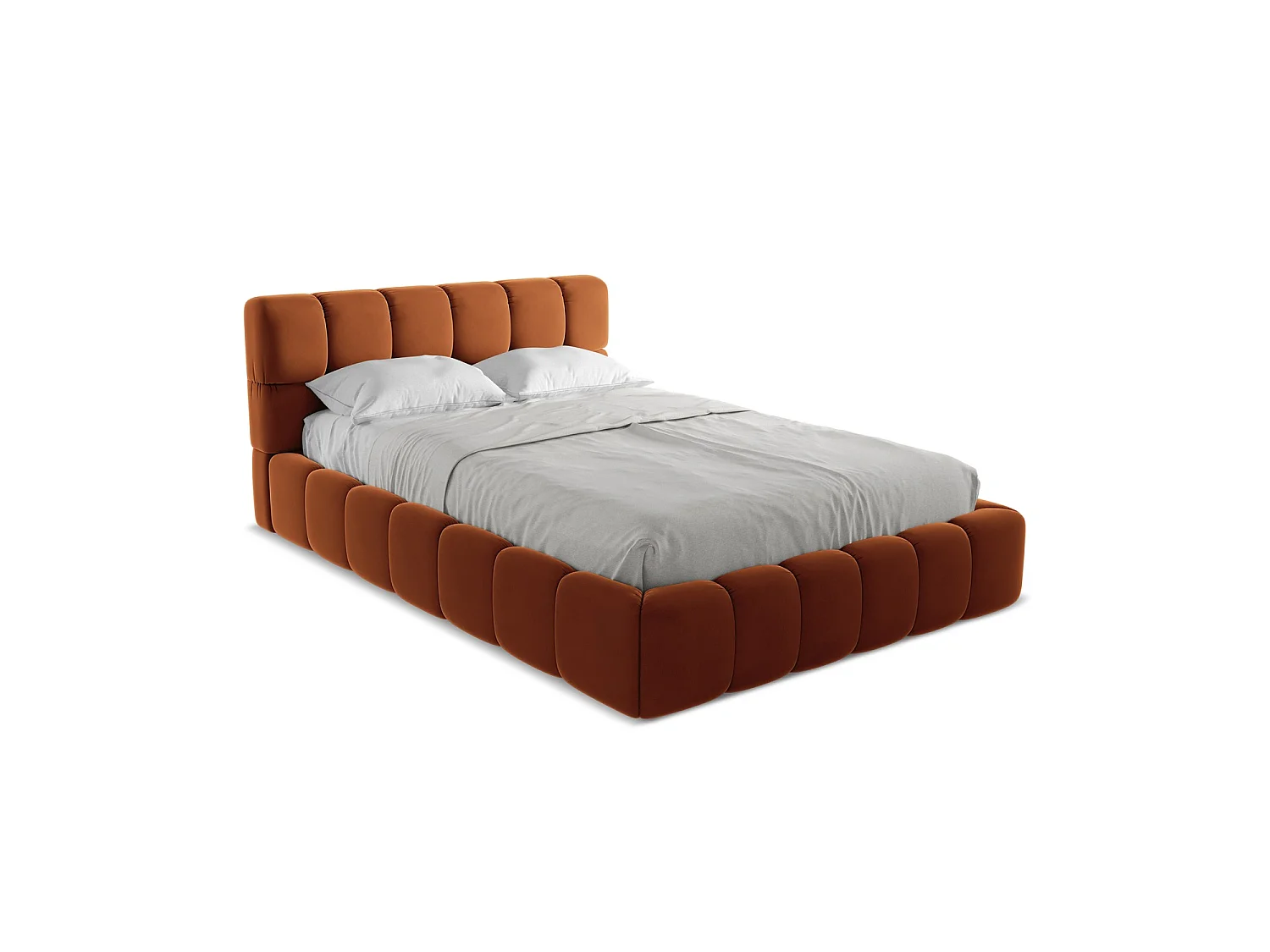 Łóżko 160 x 228 - z weluru - terakota - ROMA 3716123 - obrazek 1