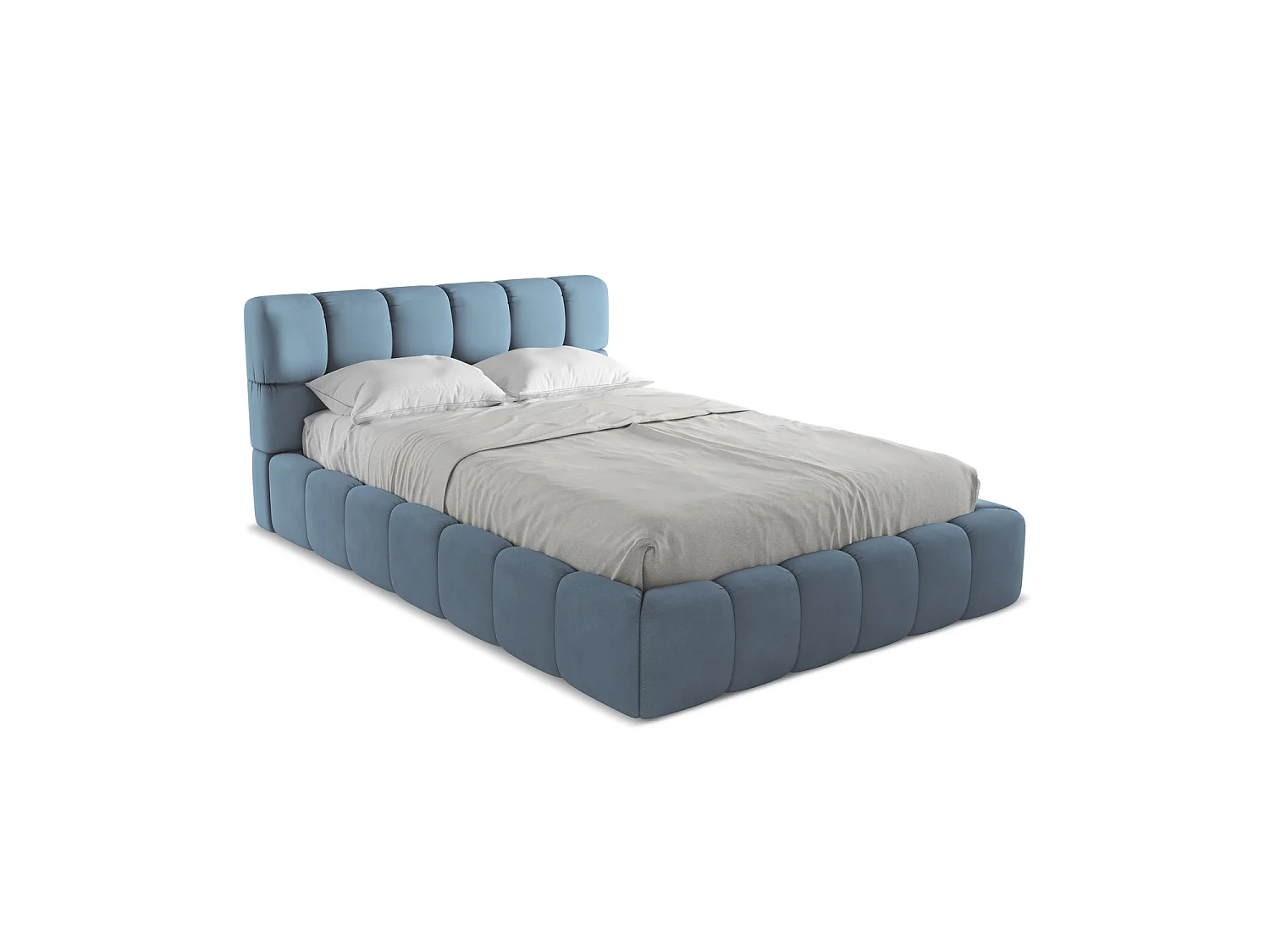 Łóżko 160 x 228 - z tkaniny szenilowej - jeans - ROMA 3716072 - obrazek 1