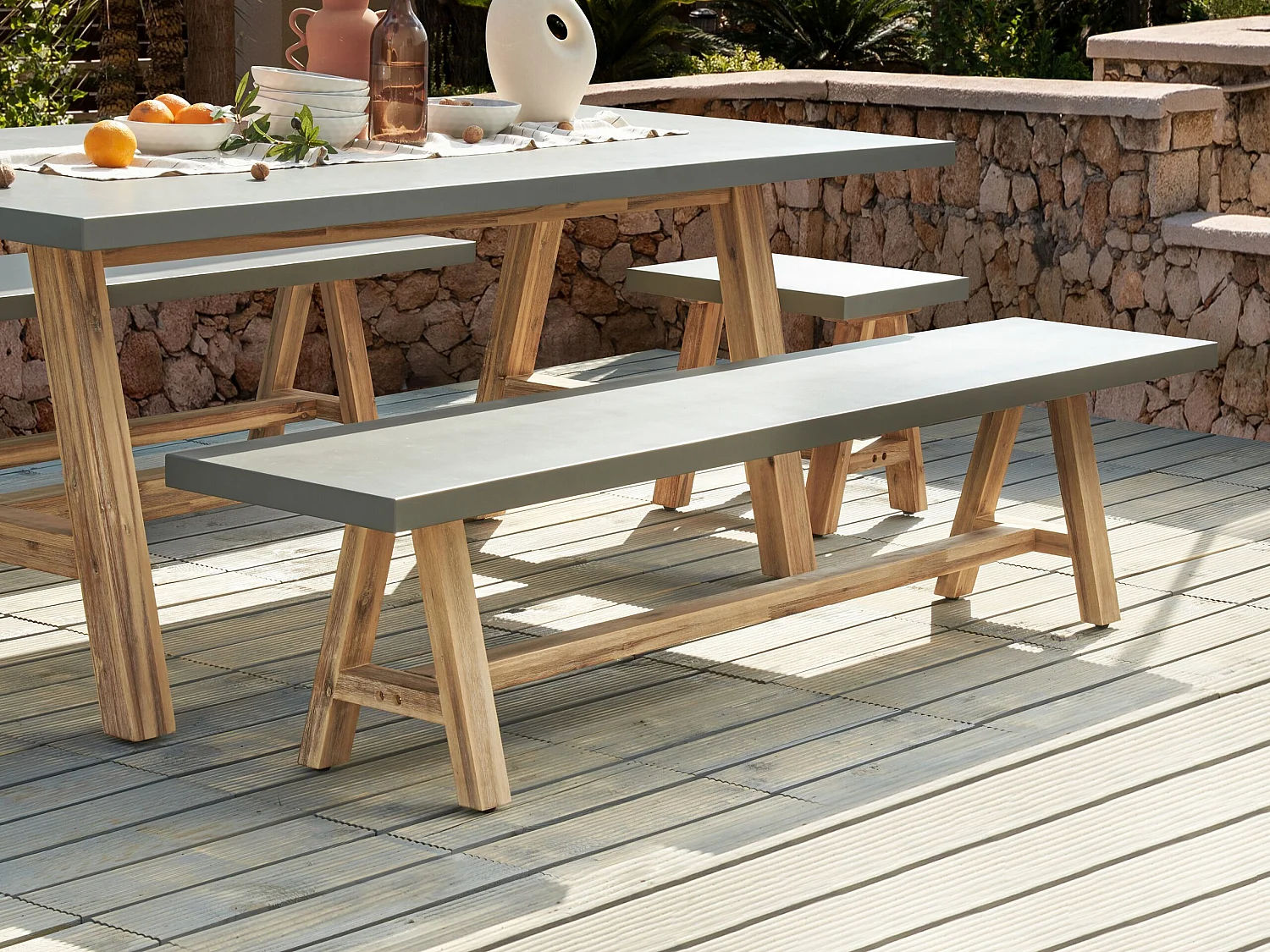 Ławka ogrodowa TONNARE 200 cm Beton Szary 4336051