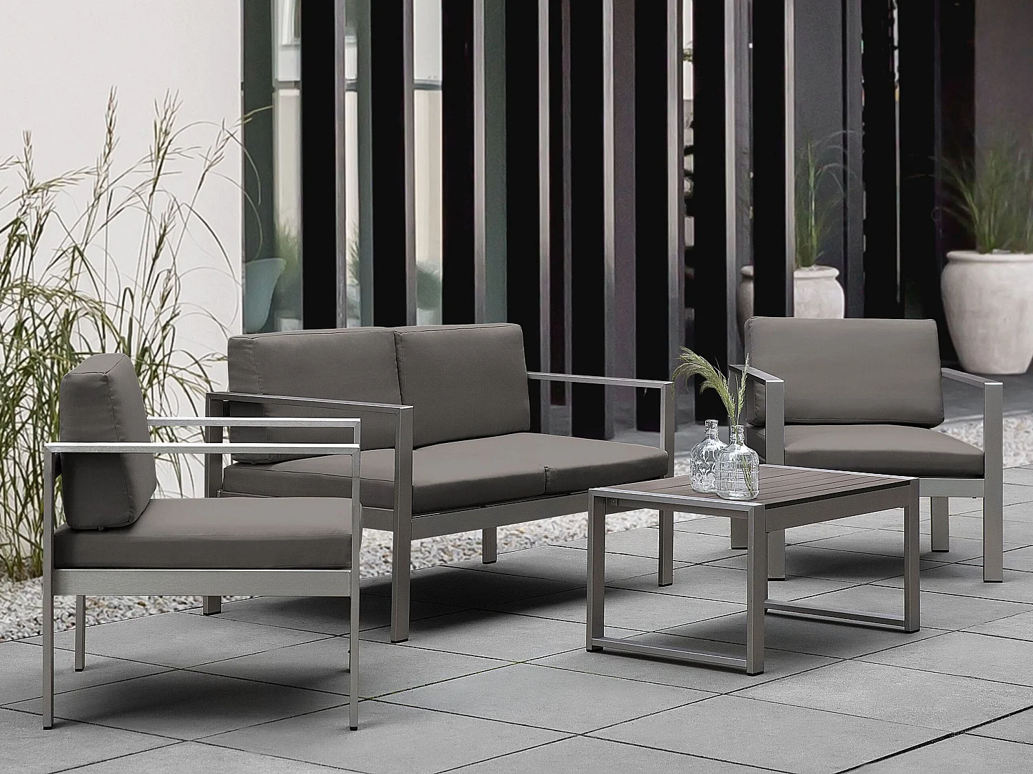 Sofa ogrodowa dla 2 osób SALERNO Metal Ciemnoszary 175283