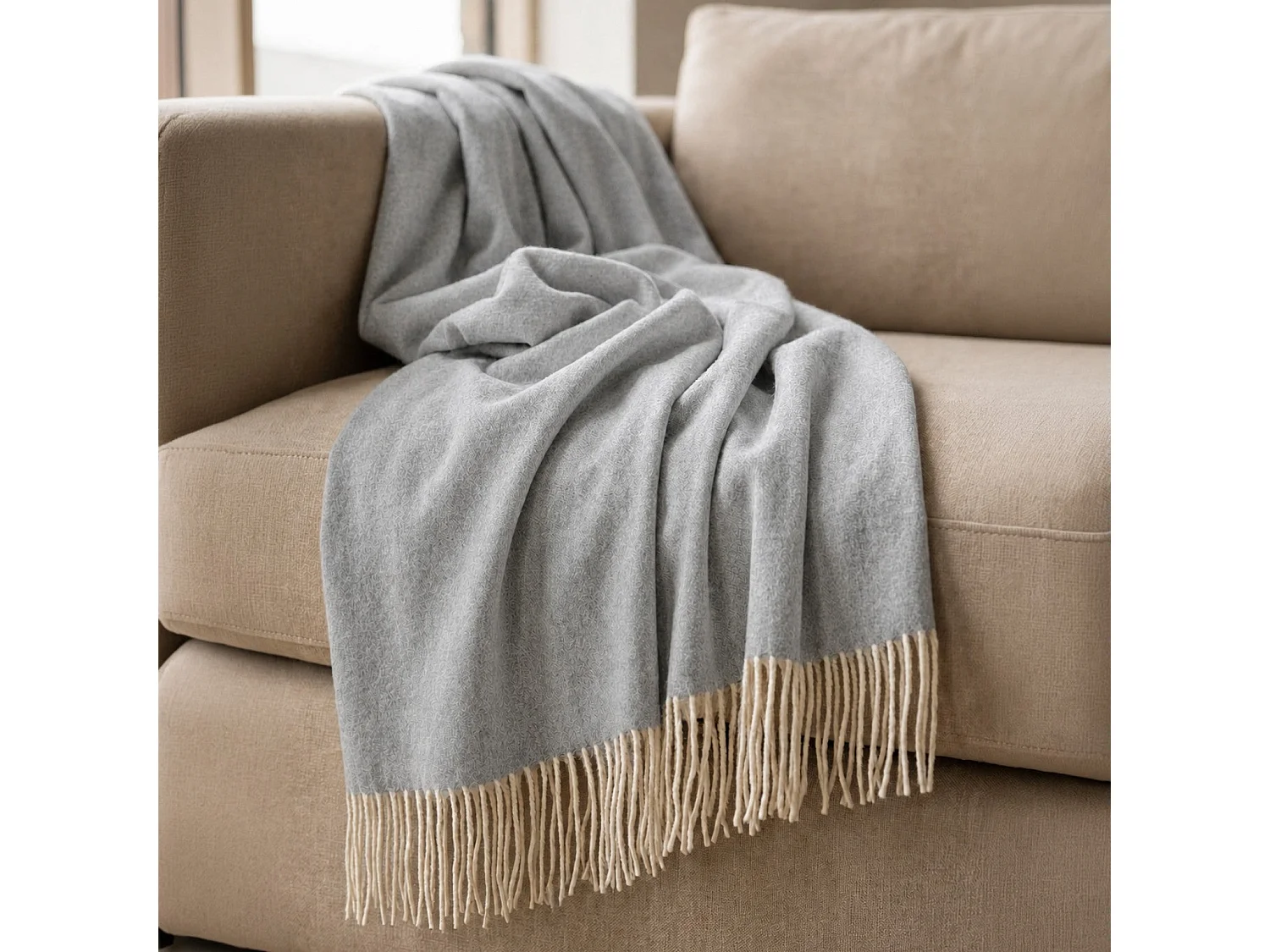 Koc 130x170 cm z Mieszanki Bawełny Jasnoszary | Lekki Koc 250 g/m² na Sofę i Łóżko | Elegancki Design i Miękka Tkanina 5026309 - obrazek 1
