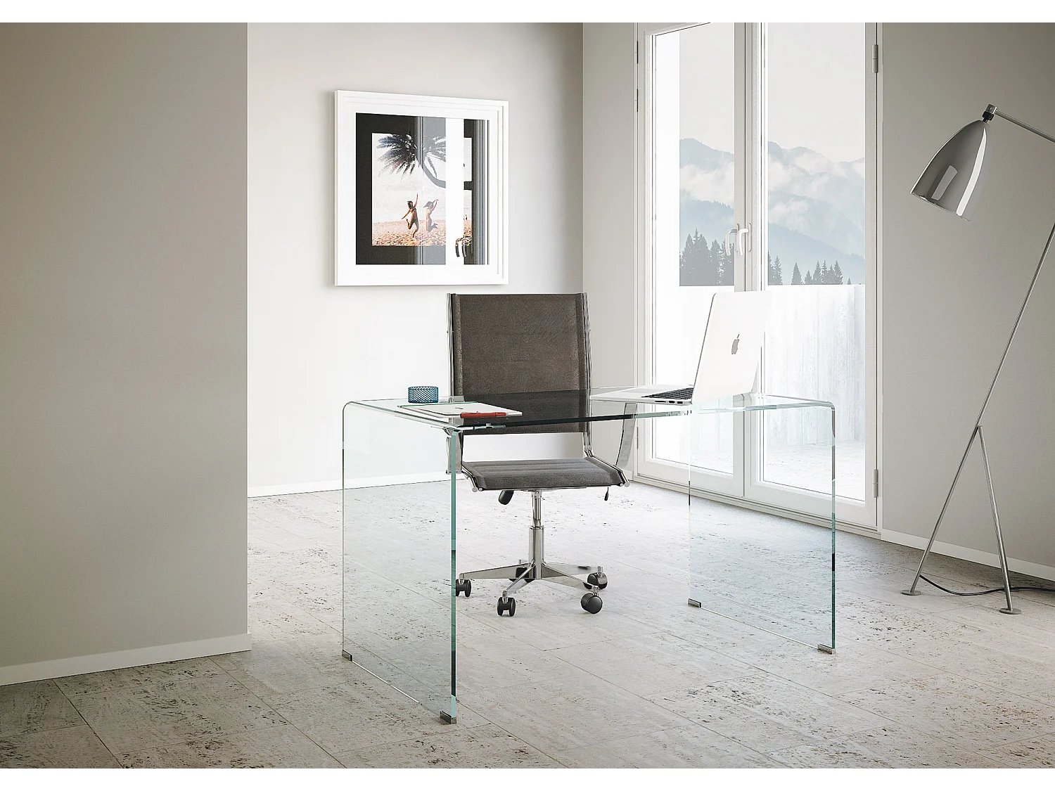 Biurko Glassy z giętego szkła 120x70x75 cm 4047008 - obrazek 1