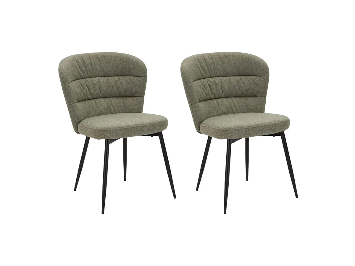 Zestaw 2 krzeseł LOSANNA w kolorze zielonym, 58 x 60,5 x 85 cm – krzesła tapicerowane tkaniną z czarnymi metalowymi nogami – glamour design lat 70. 3719853