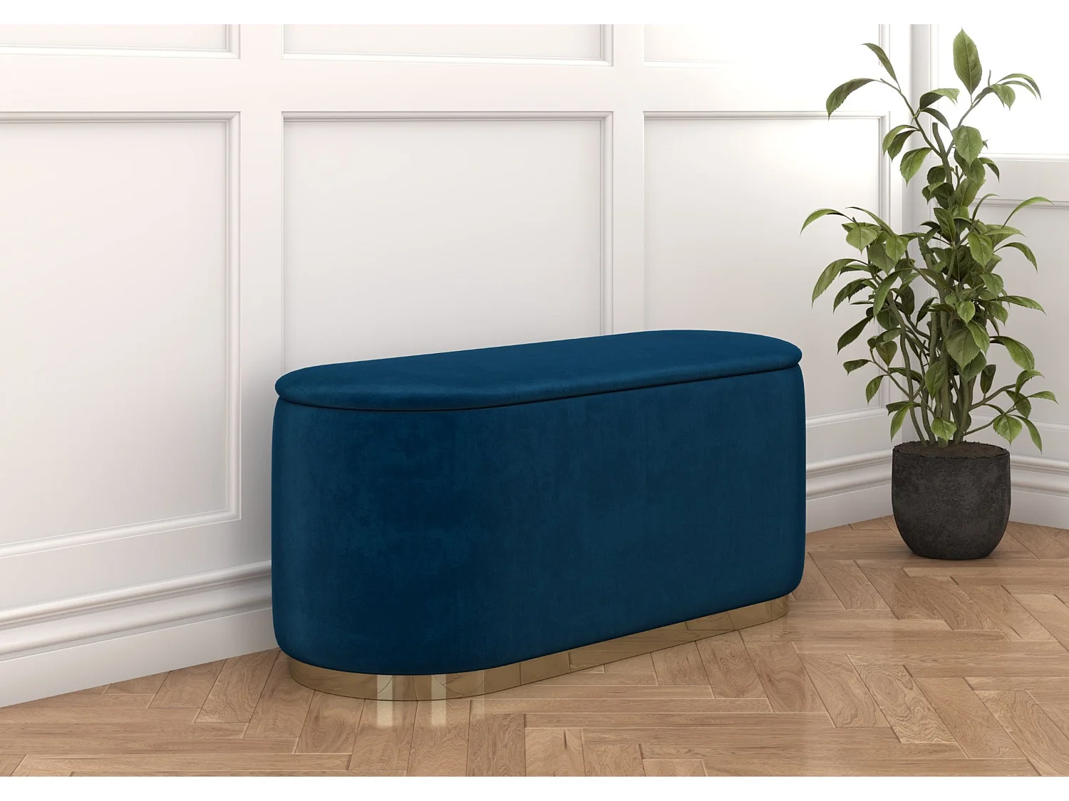 Granatowy owalny puf ze schowkiem Dancan SCARLETT/110 cm 3222756