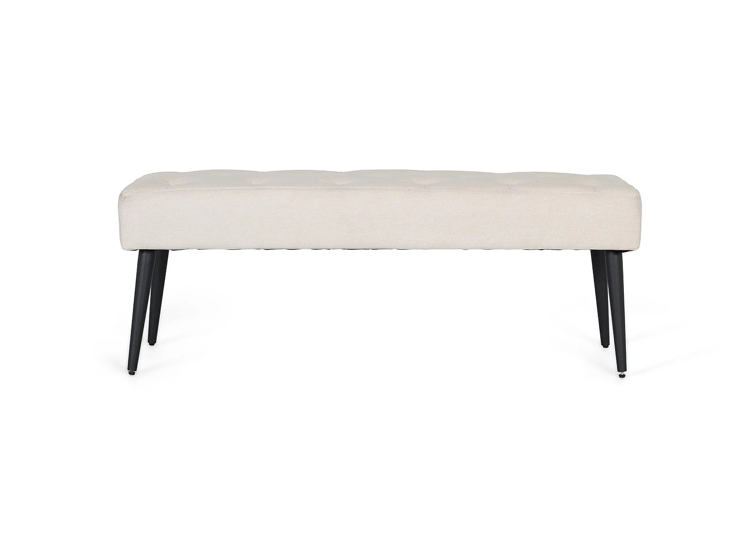 Ławka z beżowej tkaniny z nogami w kolorze czarnym 4534130 - obrazek 1