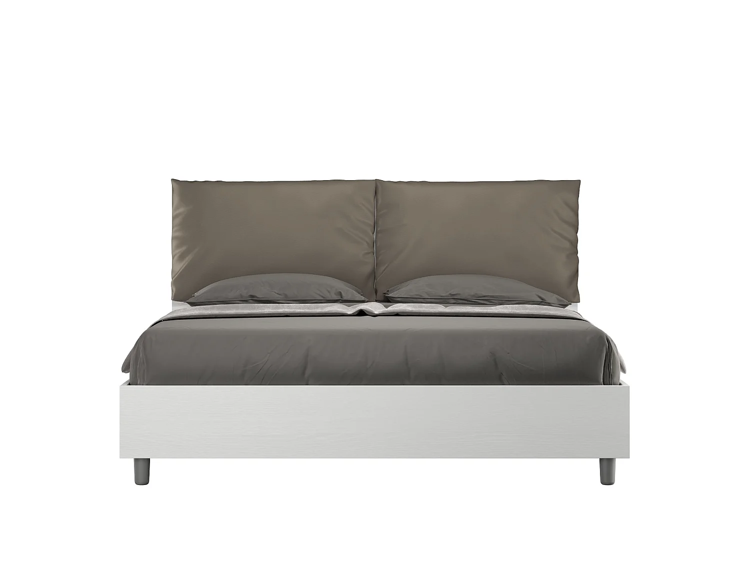 Łóżko bez stelaża 160x200 Frassino biała poduszkami sztucznej skóry cappuccino Egos Antea 3602703 - obrazek 1