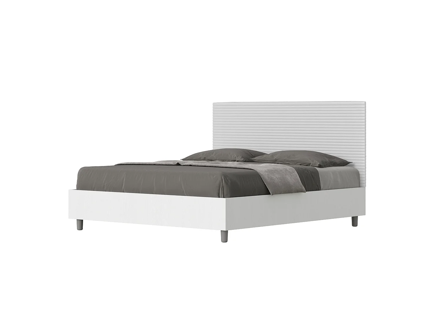 Łóżko bez stelaża 160x200 konstrukcja Frassino biała zagłówek sztucznej skóry Biały Level 3603093 - obrazek 1
