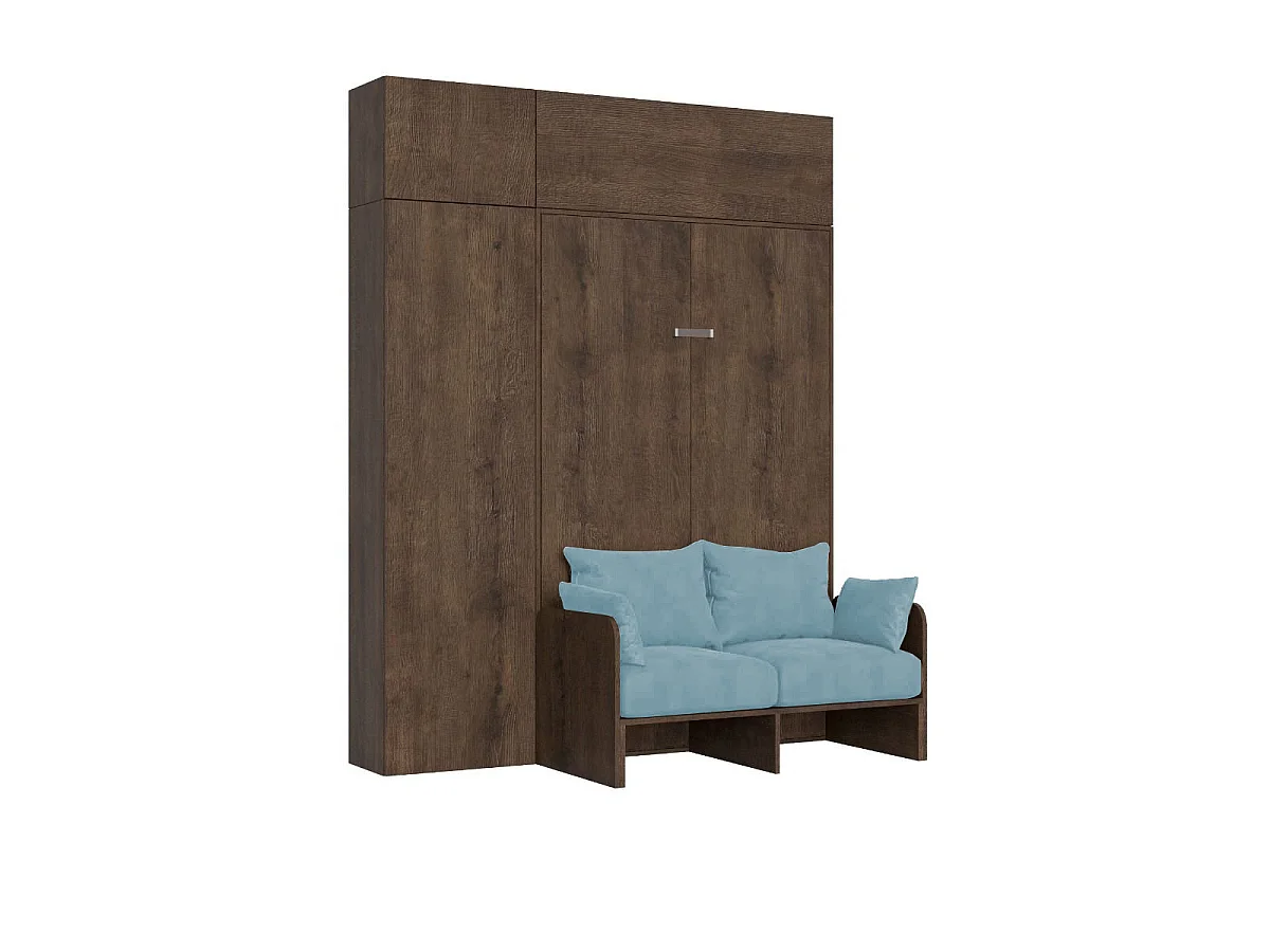 Kentaro 120 cm składane łóżko typu queen-size z orzechową sofą i meblami, jasnoniebieski 4539769 - obrazek 1
