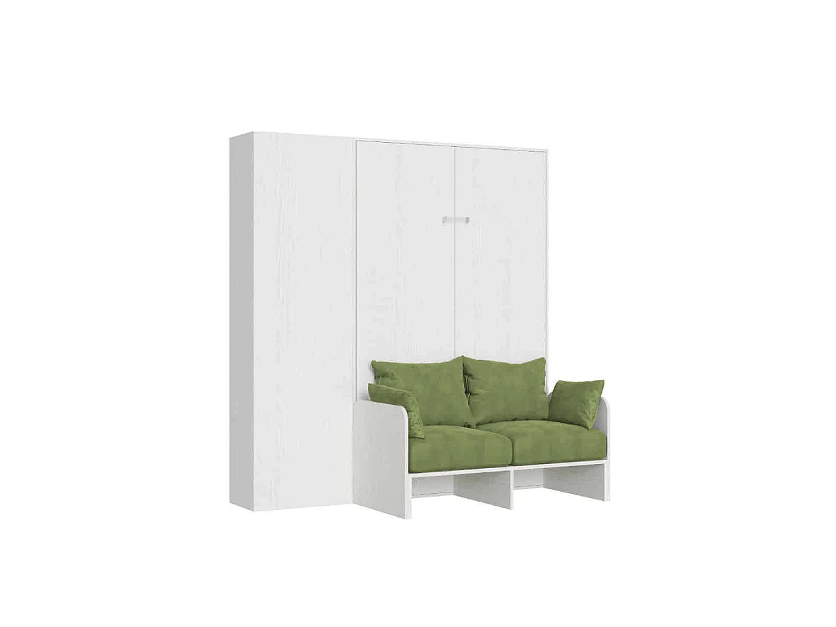 Łóżko składane Kentaro 120 cm, z sofą i kolumną, w kolorze białym, jesionowym i zielonym 4539759 - obrazek 1