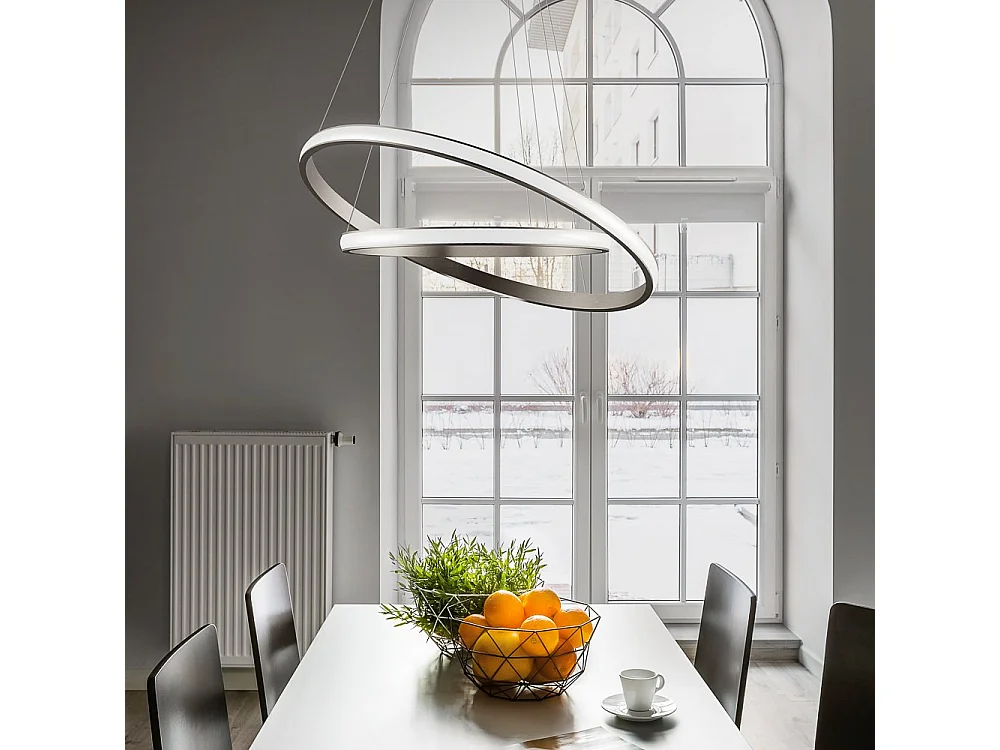 Żyrandol LED Iole S2 40W z funkcją ściemniania - nowoczesna lampa wisząca z podwójnym pierścieniem z tytanu, ciepłe światło 3000K, 2000 lm, elegancki design 4105006 - obrazek 1