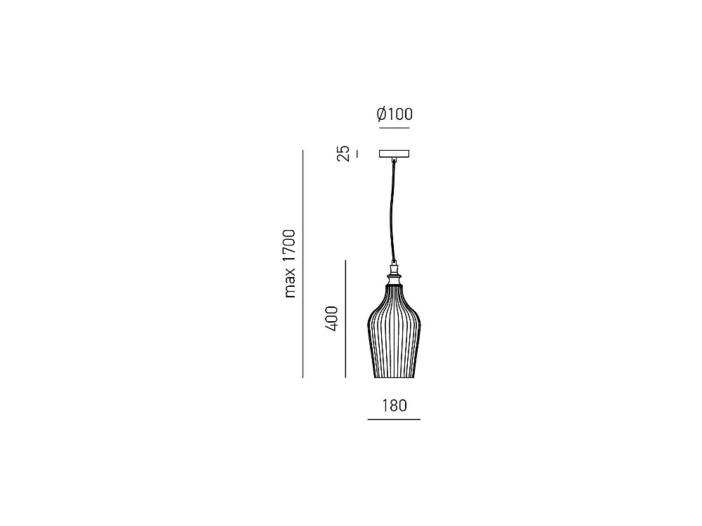 Cleofe – Lampa wisząca z przezroczystego szkła kobaltowego i czarnego – gniazdo 1XE27, styl vintage, IP20, 1XE27 maks. 1X60W, śr. 18 cm, żarówki nie są dołączone 4105071