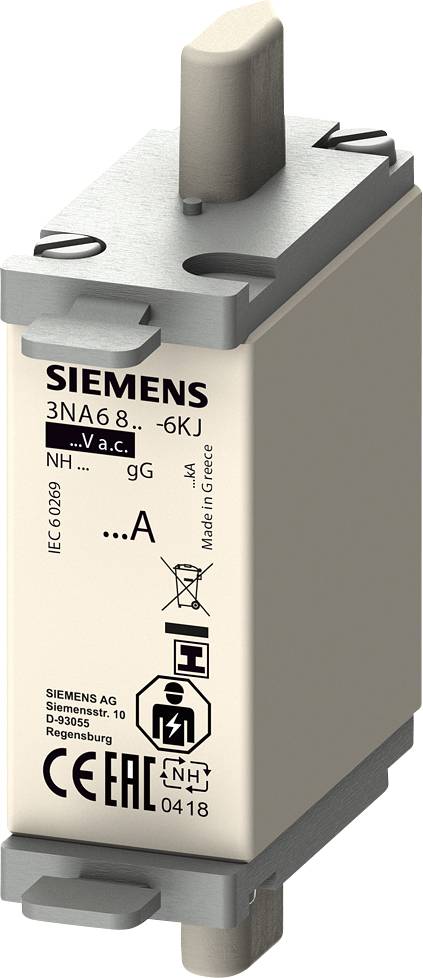 Siemens 3NA68206KJ Bezpiecznik użytkowy Kompatybilne bezpieczniki o rozmiarze 000 - 4 Rozmiar bezpiecznika = 0 50 A 690 - obrazek 1