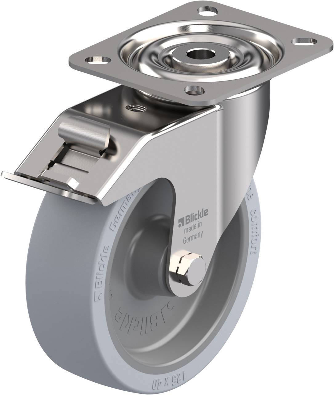 Blickle 763597 LIX-POSI 125G-FI-SG-OF Kółko skrętne z hamulcem Średnica koła: 125 mm Maksymalne obciążenie: 120 kg 1 szt - obrazek 1
