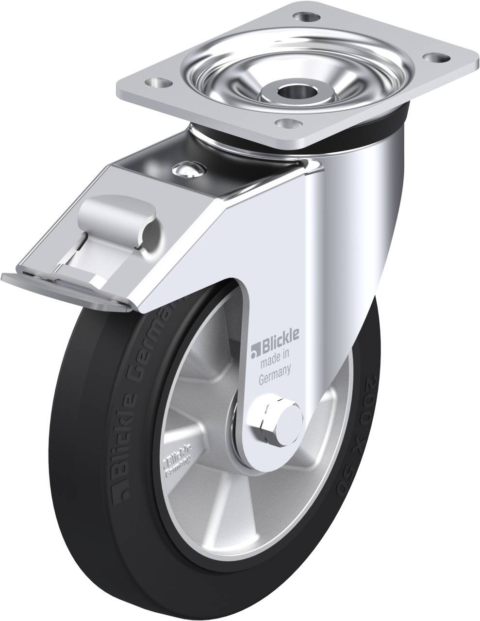 Blickle 589705 LK-ALEV 200K-FI Kółko skrętne z hamulcem Średnica koła: 200 mm Maksymalne obciążenie: 500 kg 1 szt. - obrazek 1