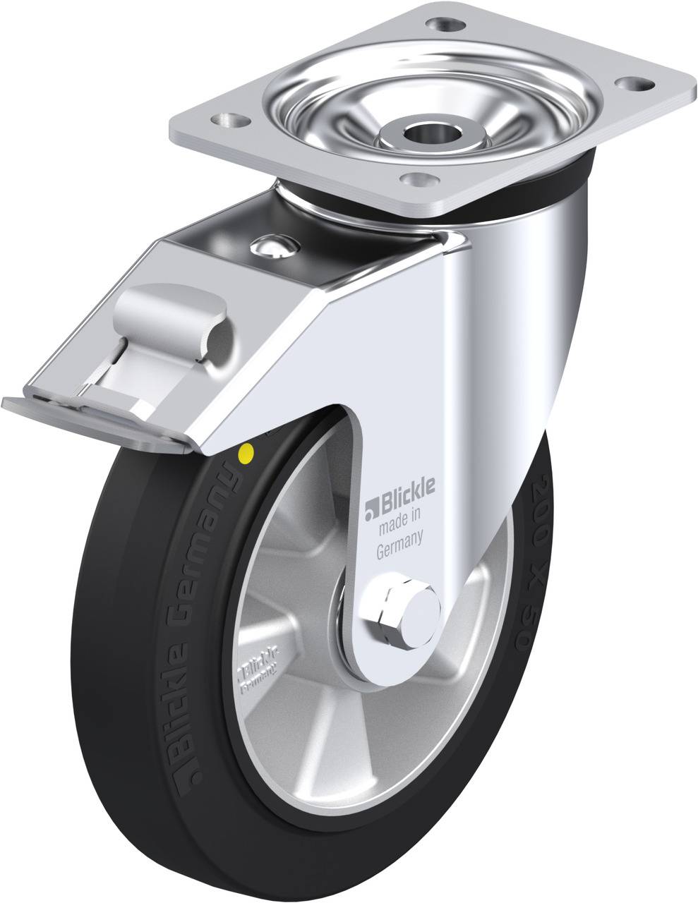 Blickle 845267 LK-ALEV 200K-FI-EL Kółko skrętne z hamulcem Średnica koła: 200 mm Maksymalne obciążenie: 500 kg 1 szt. - obrazek 1