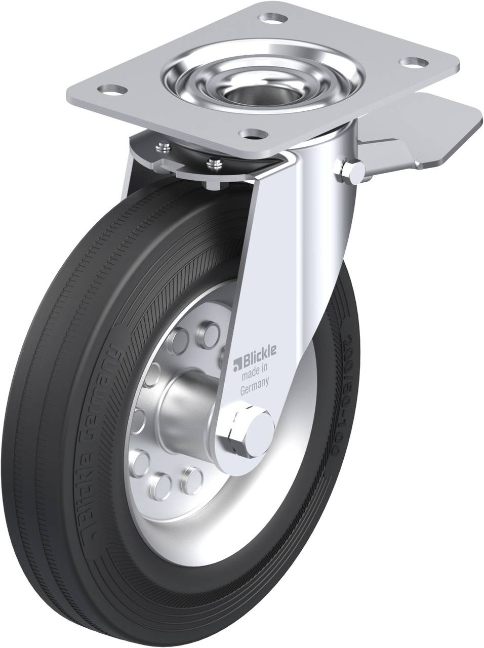 Blickle 277772 LE-VE 200R-ST Kółko skrętne z hamulcem Średnica koła: 200 mm Maksymalne obciążenie: 205 kg 1 szt. - obrazek 1