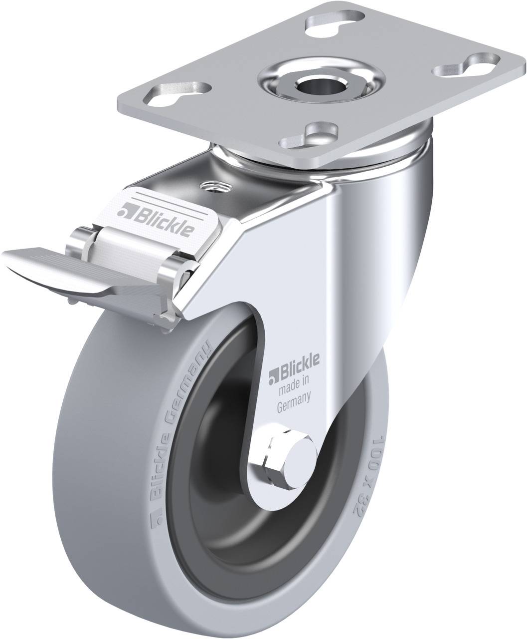 Blickle 226035 LKPA-VPA 101G-FI Kółko skrętne z hamulcem Średnica koła: 100 mm Maksymalne obciążenie: 110 kg 1 szt. - obrazek 1