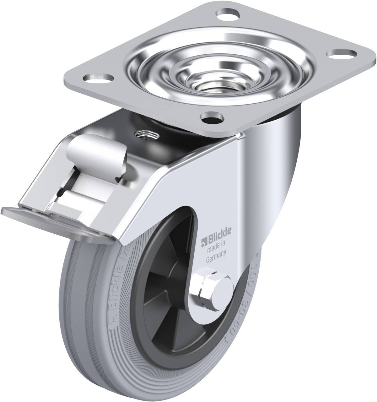 Blickle 316570 LE-VPP 100G-FI-SG Kółko skrętne z hamulcem Średnica koła: 100 mm Maksymalne obciążenie: 70 kg 1 szt. - obrazek 1