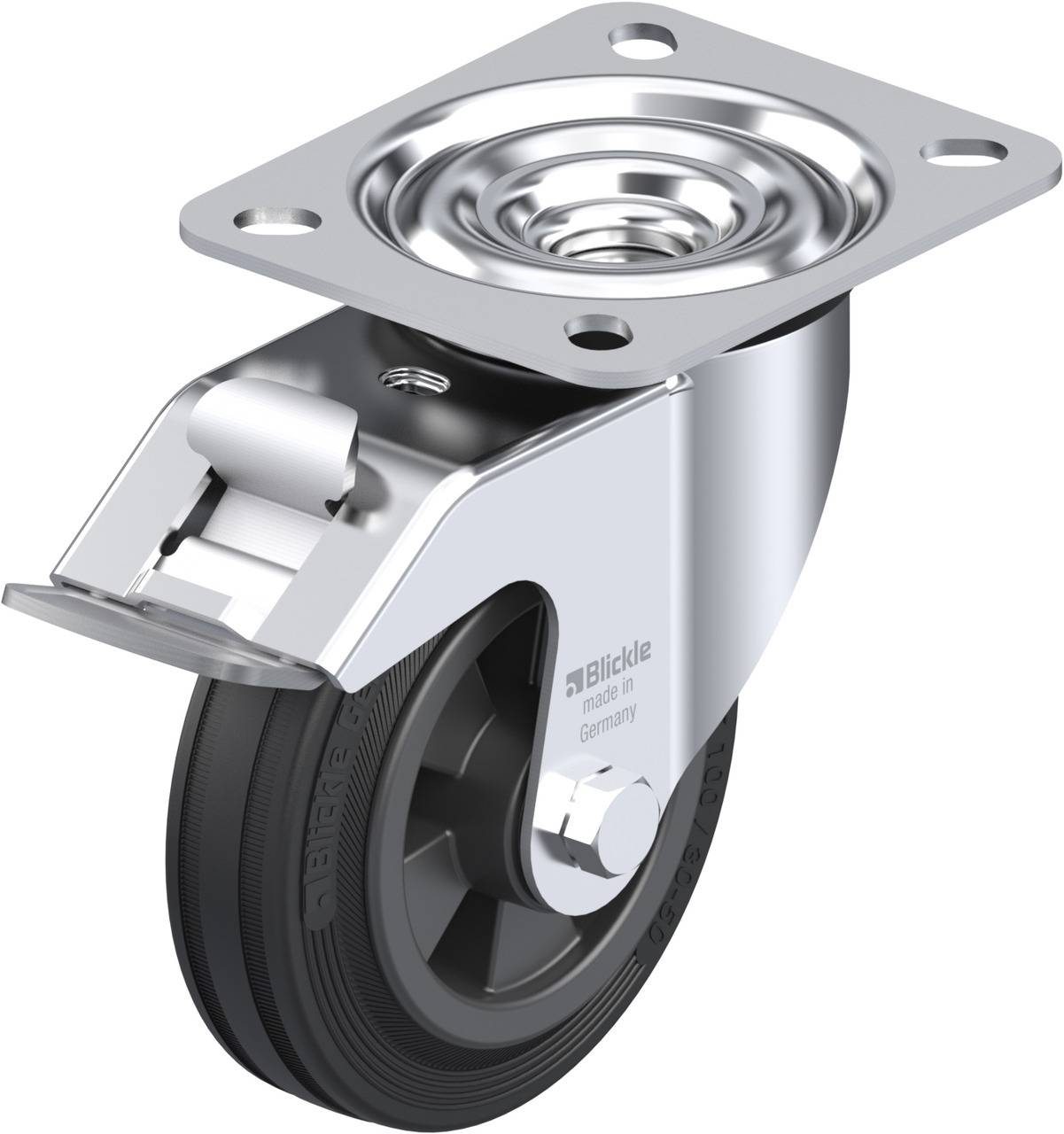 Blickle 289207 LE-VPP 100R-FI Kółko skrętne z hamulcem Średnica koła: 100 mm Maksymalne obciążenie: 70 kg 1 szt. - obrazek 1