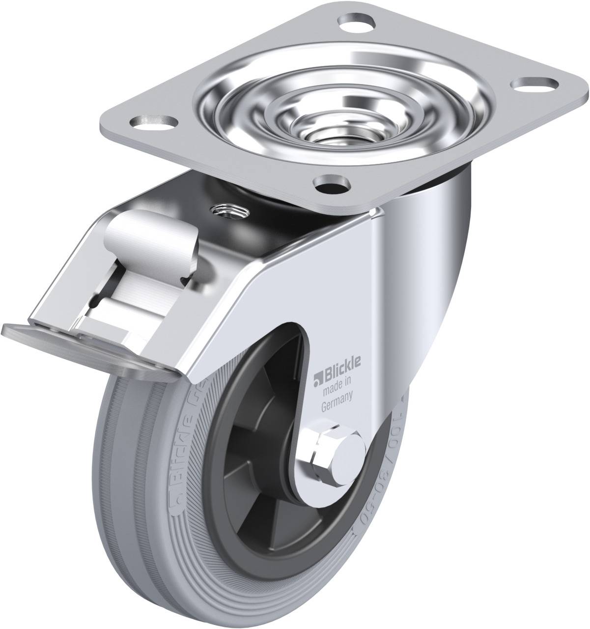 Blickle 339358 LE-VPP 100R-FI-SG Kółko skrętne z hamulcem Średnica koła: 100 mm Maksymalne obciążenie: 70 kg 1 szt. - obrazek 1